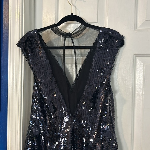 NWOT Women’s Free People Dance Till Dawn Black Sequin Fit & Flare Mini Dress - Picture 7 of 11